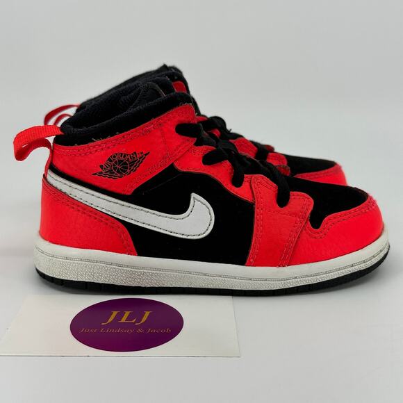 Air Jordan 1 Mid TD 'Infrared 23' Toddler Sneakers 640735-061 Size 8C - Picture 1 of 11